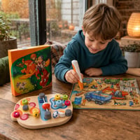 Esőnapi okosjáték-csomag: 40 db puzzle + logikai társasjáték + motorikus készségfejlesztő tábla 1