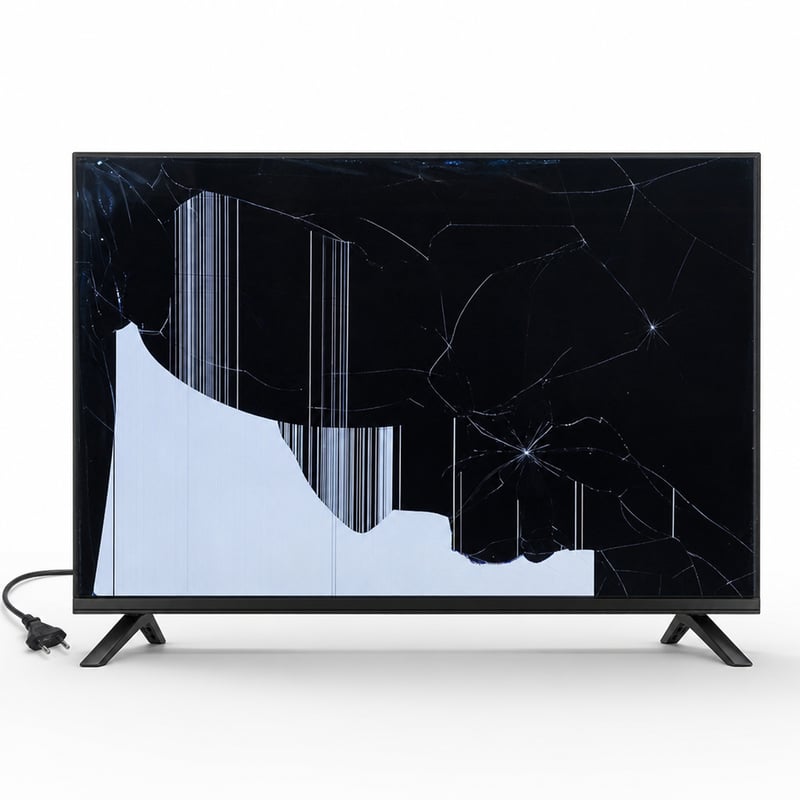 Televizor LED HKC H40Q1F-NS 40 inchi (100 cm) Full HD, tuner triplu DVB-T2/S2/C — defect, pentru piese: ecran spart (stare: vezi a 2-a imagine)