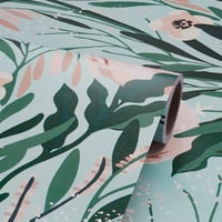 Rózsaszín Virágos Öntapadós Tapéta Kék Alapon 45cm×3m 8