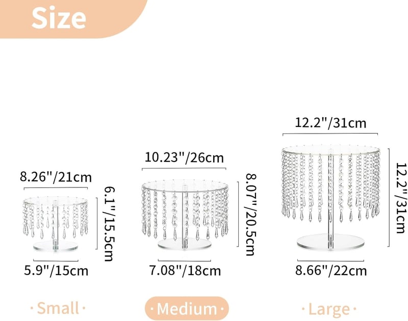 NUPTIO 26 cm Átlátszó Kerek Tortatartó - Akril Esküvői Tortaállvány Születésnapi Süteményekhez, Desszertekhez, Bel- és Kültéri Használatra