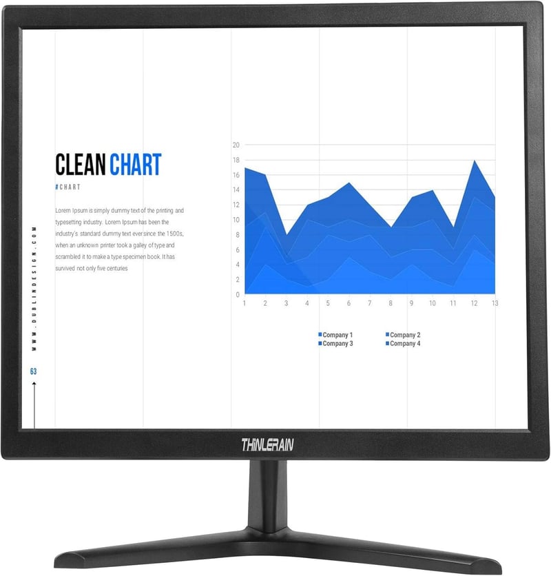 Thinlerain 17" Monitor 1280x1024 LED Képernyő 4:3 - Beépített Hangszóróval, 5ms Válaszidő, 60Hz, VGA/HDMI, VESA Kompatibilis, PS4/Xbox Támog
