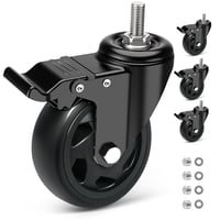RRIUTO Bútor Görgő 125mm Fékkel - M10x30mm Csavaros Forgókerekek 360° Forgással - 4db Nagy Teherbírású PU Bútorkerék Szett 162,5kg Teherbírá 1