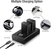 Sony NP-FW50 akkumulátor szett, 2db 1300mAh + USB töltő, A6000/A7/RX10 sorozathoz 4