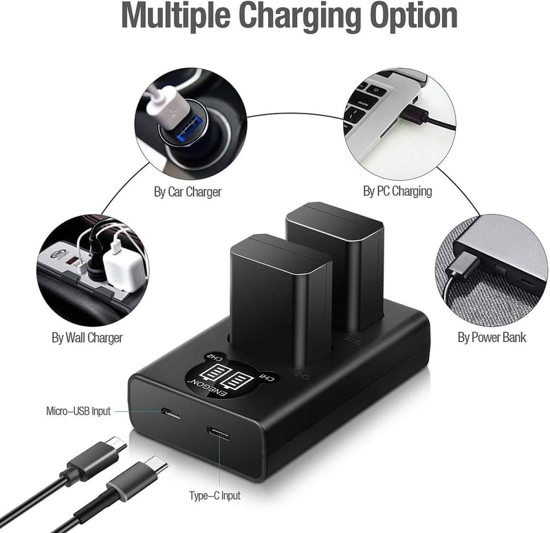 Sony NP-FW50 akkumulátor szett, 2db 1300mAh + USB töltő, A6000/A7/RX10 sorozathoz