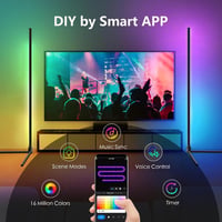 Weilim RGB Állólámpa 156 cm - Okos LED Lámpa Távirányítóval, Időzítővel, Alexa és Google Asszisztens Kompatibilitás, 16 Millió Szín, Zenei M 3