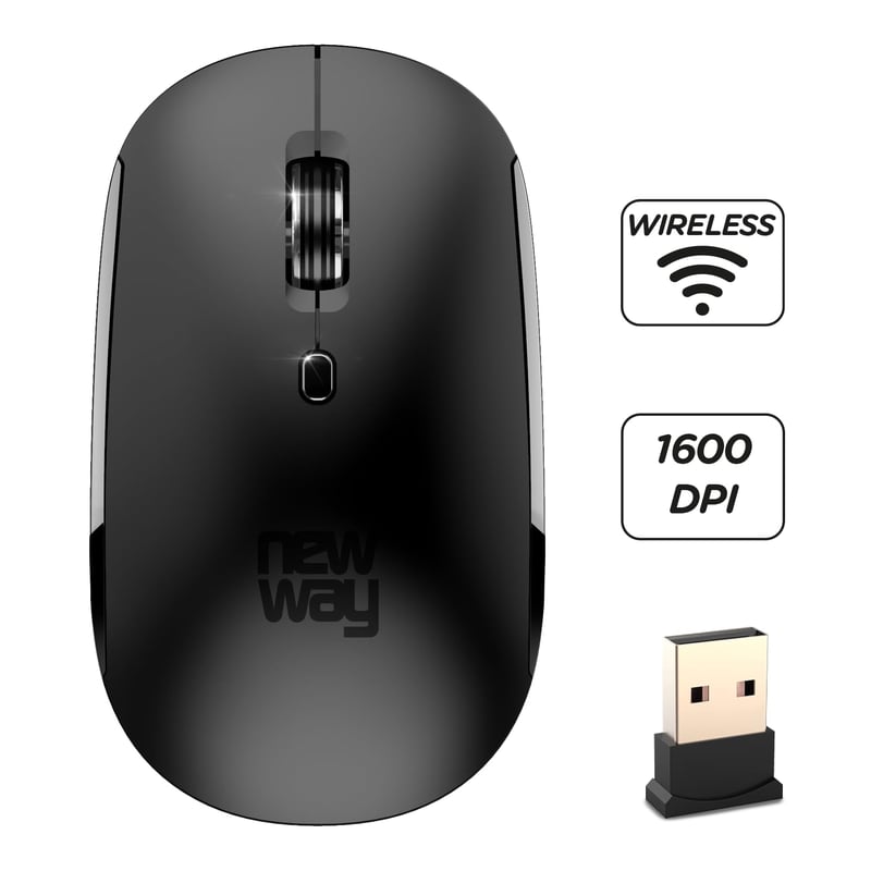 NEWWAY Vezeték Nélküli Billentyűzet és Egér Szett - Fekete, USB és WiFi Csatlakozás, Hordozható, PC Kompatibilis, ON-KM01F Modell