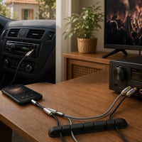 Audio kábel set: 2x AUX kábel + Y-rozbočovač + RCA kábel + organizér káblov 1