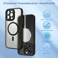 iPhone 14 Pro Max MagSafe-os ütésálló szilikon tok kameravédővel, fekete-lila 2