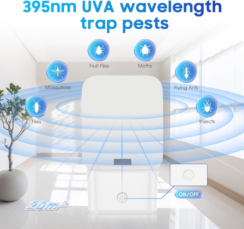 Tiptop Home Elektromos Rovarcsapda - 2 db UV Fénycsapda Ragadós Lappal, Szúnyog, Muslica és Molyirtó, Szagtalan, Beltéri Használatra, Fehér