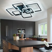 HiHiHomy LED Mennyezeti Lámpa - 6 Négyzetes Keret, Távirányítós, Szabályozható Fényerő, 3000K-6500K, Fekete, Modern Kristály Dizájn, 3000 Lu 7