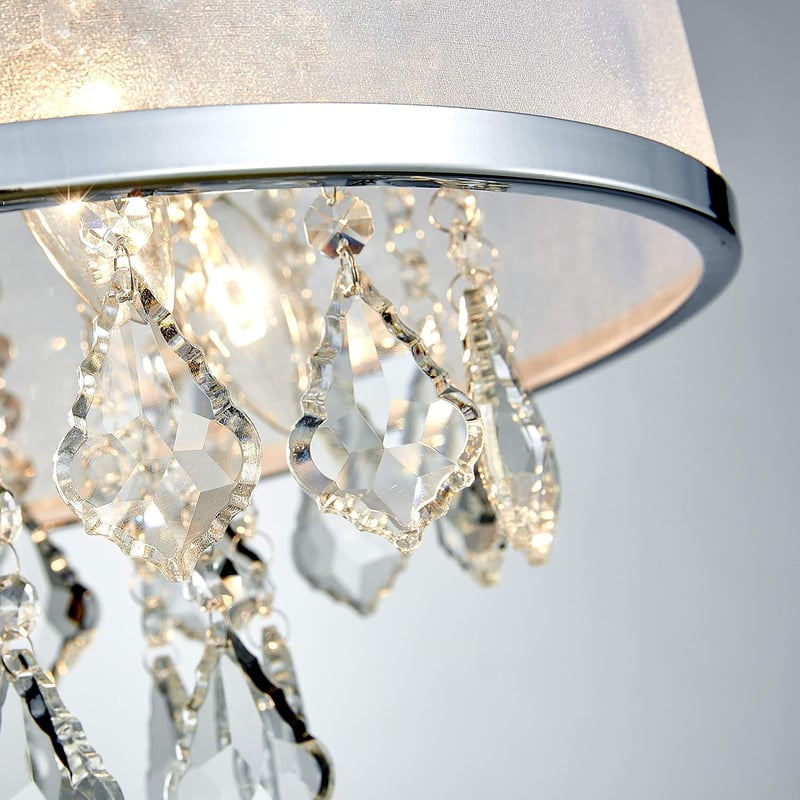 Bestier Modern Kristály Csillár Mennyezeti Lámpa - Króm Félig Süllyesztett, 6 Izzós, E14 Foglalat, 77x25x19 cm, LED/CFL Kompatibilis