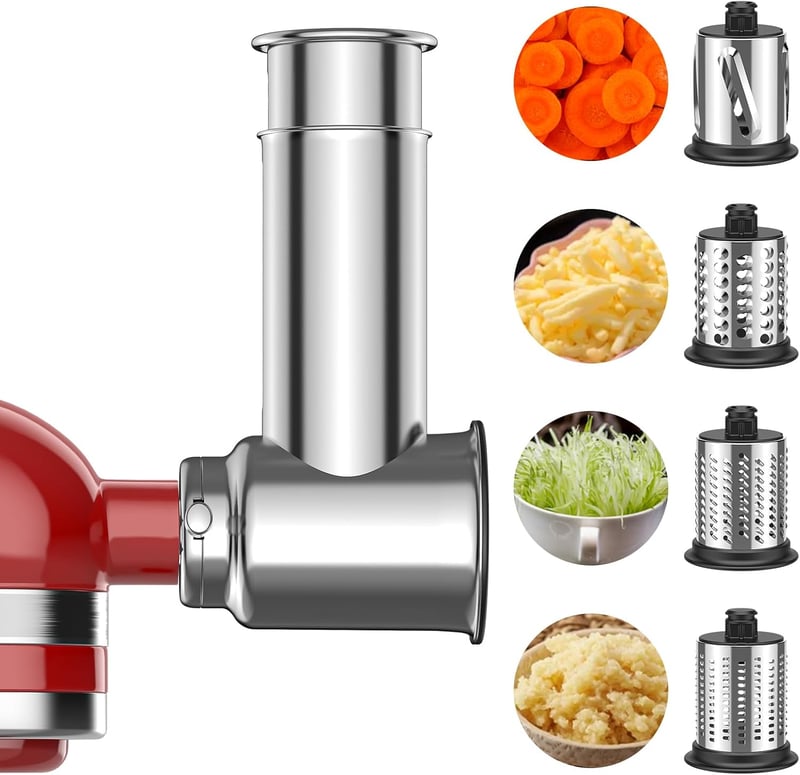GVODE KitchenAid Mixer Szeletelő és Reszelő Adapter 4 Rozsdamentes Pengével