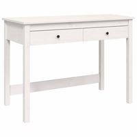 vidaXL Tömör Fenyőfa Íróasztal 2 Fiókkal, Fehér, 100x50x78 cm — hibás, részben működik: repedések az asztallapon (állapot: lásd a 2. képet) 1