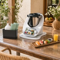 Pachet Organizare Bucătărie: Suport Thermomix + Organizator chiuvetă + Tavă lemn + Folie PVC 1