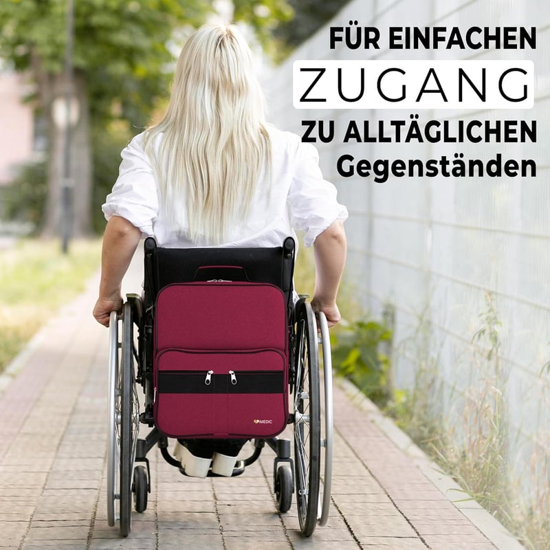 iMedic Deluxe bordó kerekesszék táska - praktikus kapaszkodóra rögzíthető kiegészítő