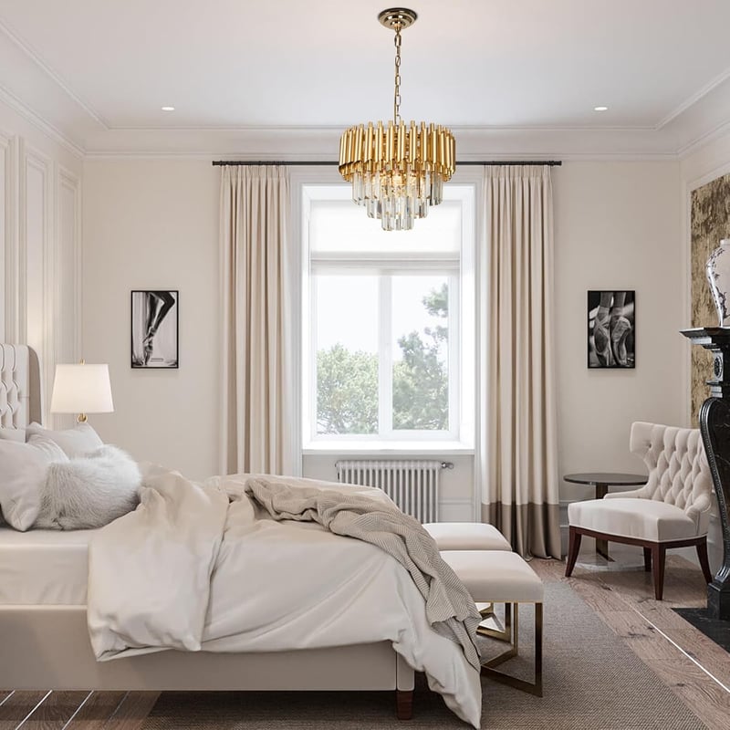 FRIXCHUR Arany Kristály Csillár - Modern 3-Szintes Mennyezeti Lámpa, 40 cm LED Függőlámpa Esőcsepp Dizájnnal, Nappali és Étkező Világítás, E