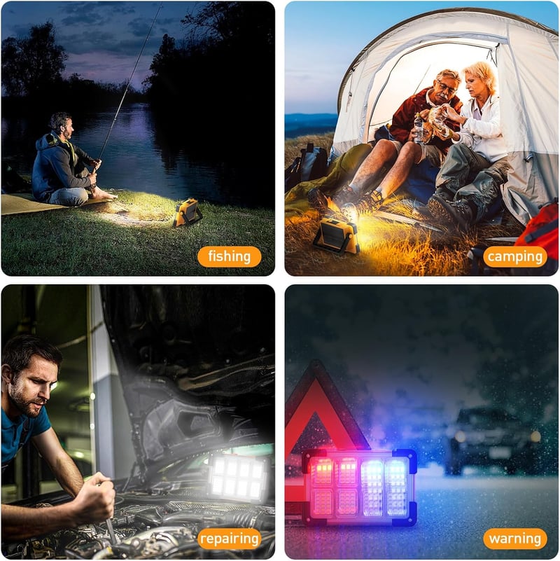 DANCINGBOAR 30W LED Munkalámpa - Hordozható Akkumulátoros Reflektor 4 Üzemmóddal, 5400 mAh Powerbank, USB Tölthető, Kempinghez, Műhelyhez, G