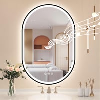 STARLEAD Ovális LED Fürdőszobai Tükör 90x60 cm - Bluetooth Hangszóróval, Fényerőszabályzással, 3 Színhőmérséklettel, Páramentesítővel, Feket 1