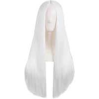 Colorfulpanda Fehér Hosszú Egyenes Paróka 80 cm - Középen Választott Hőálló Műhaj Cosplay Jelmezekhez, Fesztiválokra és Hétköznapi Viseletre 2