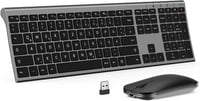 seenda Vezeték Nélküli Billentyűzet és Egér Szett - Újratölthető, Ultravékony Alumínium QWERTZ Billentyűzet, 2.4G Technológia, Windows Kompa 1
