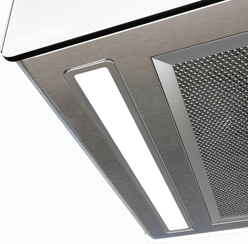 CIARRA CBCS4850 A+++ Sziget Páraelszívó 48 cm 700 m³/h WiFi Vezérléssel, 4 Fokozatú, LED Világítással, Szénszűrős, Rozsdamentes Acél