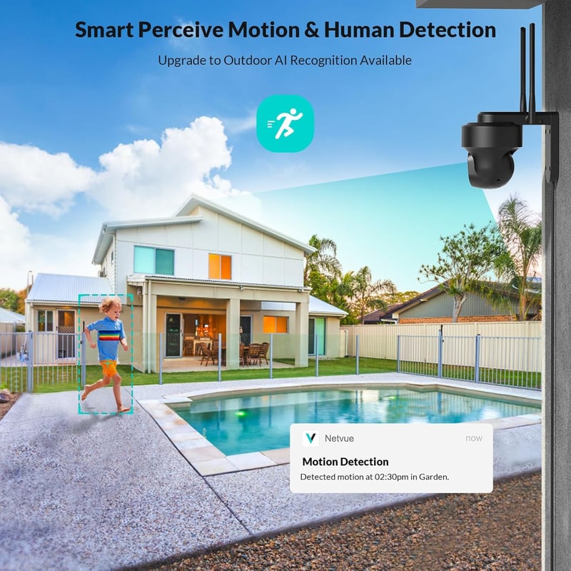 NETVUE WiFi Kültéri Biztonsági Kamera - FHD, Színes Éjjellátás, Mozgásérzékelés