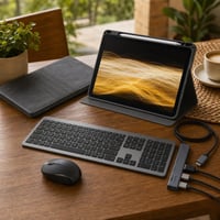 iPad set za učenje: 1x maska za iPad Air + 1x bežična tipkovnica i miš + 1x USB 3.0 hub 1