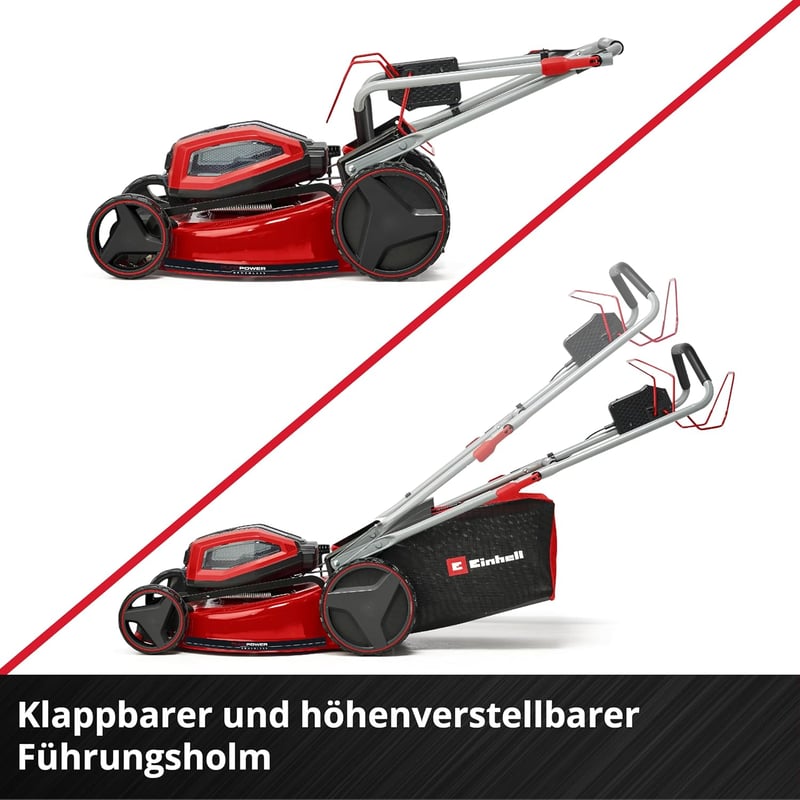 Einhell GP-CM 36/52 S Li BL Akkumulátoros Fűnyíró, 36V, 52cm Vágásszélesség, Kefementes Motor, 65L Gyűjtőkosár, Kerékhajtás, 4db 5.2Ah Akkuv