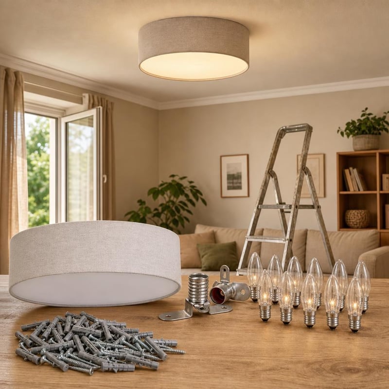 Set za brzo osvježenje doma: LED stropna svjetiljka + E10 grlo + 10x žarulja + 40x tipla