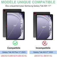 FARYODI Francia AZERTY Billentyűzetes Tok Samsung Galaxy Tab A9+ 11" 2023 Tablethez, Védőtok Tollartóval, SM-X210/X216/X218 Modellekhez, Vil 2