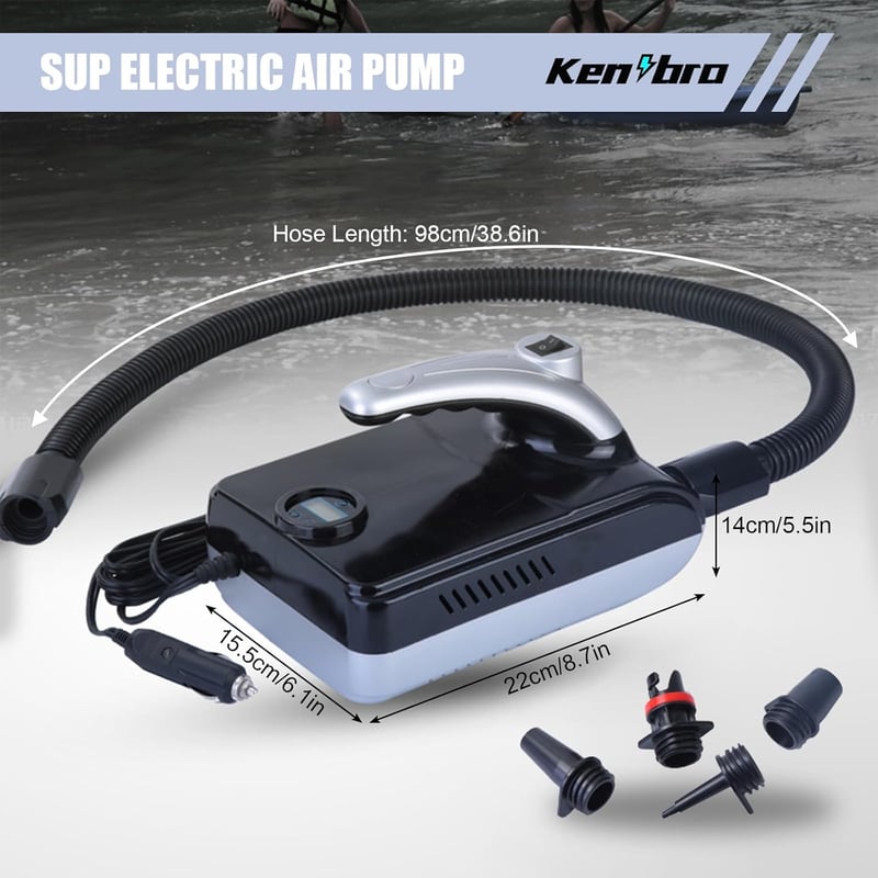 Elektromos SUP pumpa 20PSI - Univerzális felfújó/leeresztő 12V-os szivattyú paddleboardhoz, csónakhoz