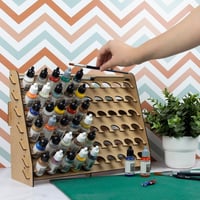 PROSCALE Festéktartó Állvány Vallejo Festékekhez - Fali Modellező Szervező 26mm Átmérőjű Festékekhez, Fa Kivitel, Warhammer Hobbi Kiegészítő 7