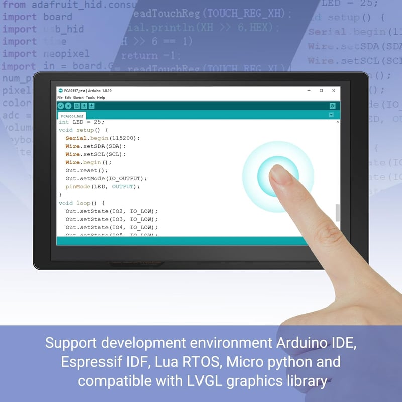 ELECROW 7" ESP32 HMI érintőképernyős monitor, 800x480 RGB TFT LCD, LVGL/Esphome kompatibilis