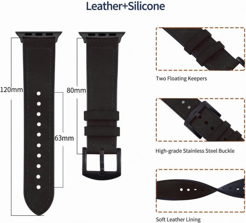 Apple Watch bőrhatású szilikon óraszíj, 1-5 széria iWatch-hoz