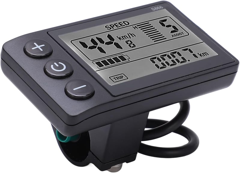 Yosoo S866 LCD kijelző e-kerékpárhoz - 24/36/48V, vízálló, USB-s, fekete
