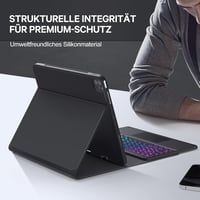 iPad Pro 12.9 QWERTZ billentyűzet tok, érintőpaddal, 7 színű háttérvilágítással - Earto 8