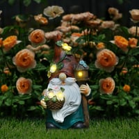 Lewondr Napelemes Kerti Törpe Virágkosárral - Vízálló Gyanta Kerti Figura Meleg Fényű Világítással, Dekoráció Kertbe, Udvarra, Teraszra 1