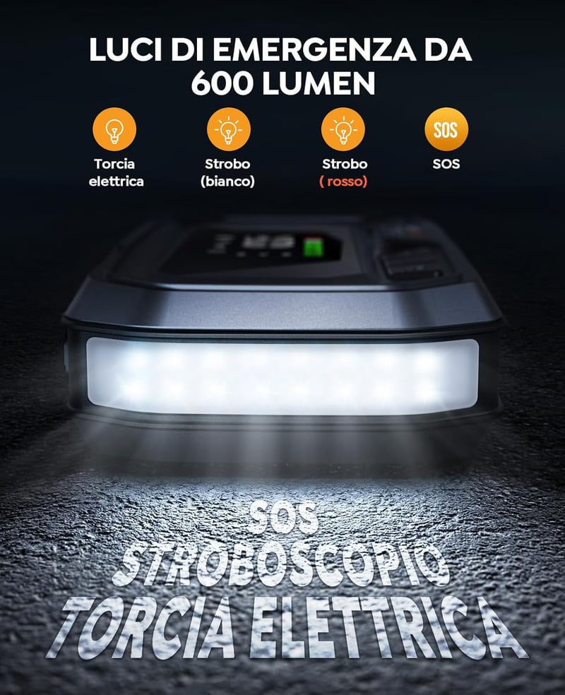 YaberAuto 26800mAh Autós Bikázó Akkumulátor - Vészhelyzeti Indításrásegítő Powerbank 12V Járművekhez