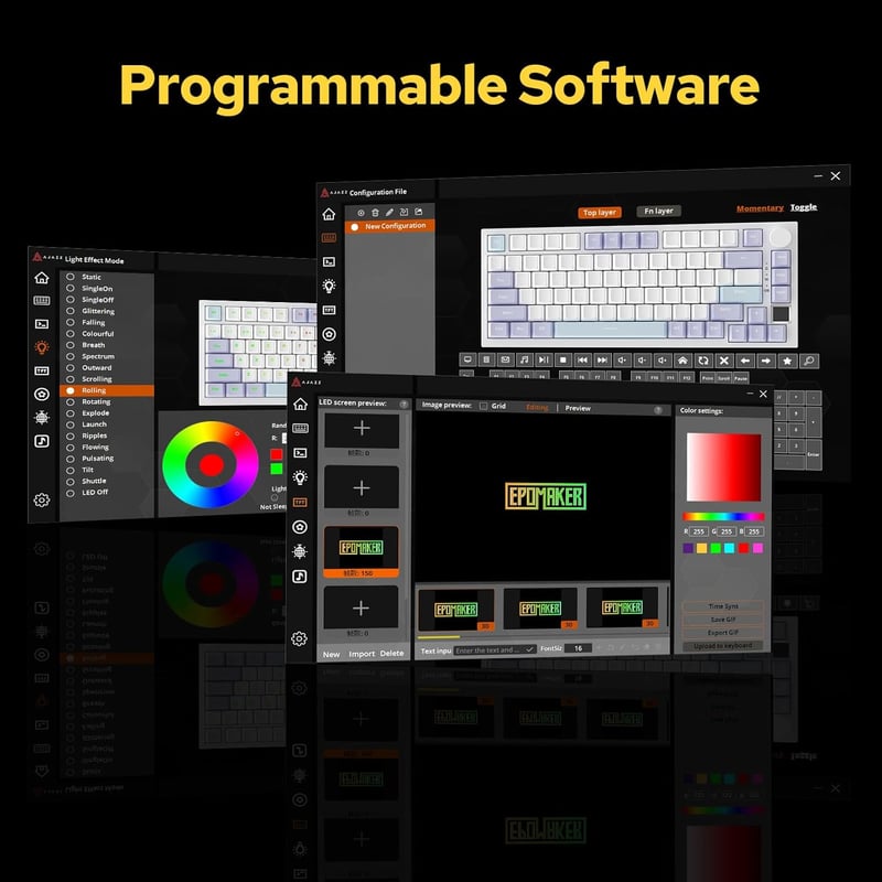 EPOMAKER Ajazz AK820 Pro Mechanikus Billentyűzet TFT Kijelzővel - Vezetékes/Bluetooth/Wireless RGB Háttérvilágítás, Hangtompító Hab, Win/Mac