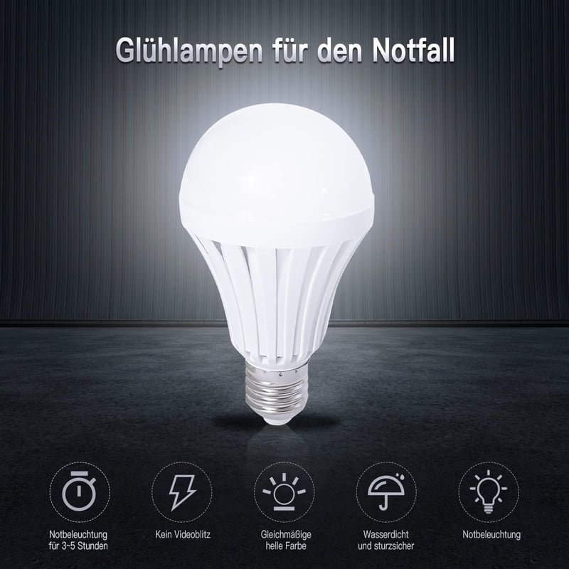 E27 LED Vészvilágító Izzó - Okos, Indukciós, Újratölthető, Energiatakarékos, 9W
