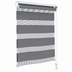 Rulou Dublu VOUNOT Fără Găurire, 55x150 cm, Gri, Umbrire de Zi și de Noapte, pentru Fereastră și Ușă, Semitransparent și Opac, 1 buc.