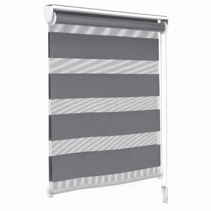 Rulou Dublu VOUNOT Fără Găurire, 55x150 cm, Gri, Umbrire de Zi și de Noapte, pentru Fereastră și Ușă, Semitransparent și Opac, 1 buc.