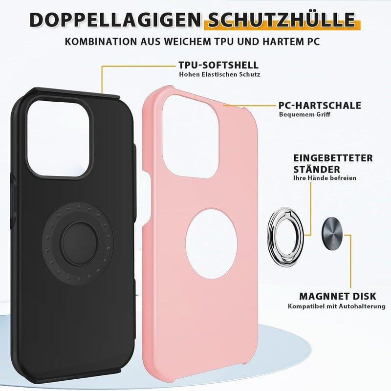 Apple iPhone 14 Pro Rózsaszín Mágneses Gyűrűs Szilikon Védőtok