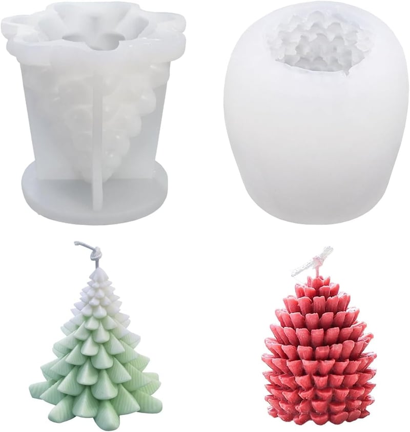 GangGangBAO 2db 3D karácsonyi szilikon gyertyaöntő forma DIY dekorációhoz