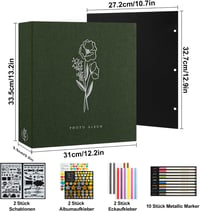 Lanpn Zöld Fotóalbum 80 Fekete Lappal, DIY Scrapbook Esküvőre, Karácsonyra - 31x33,5cm 3