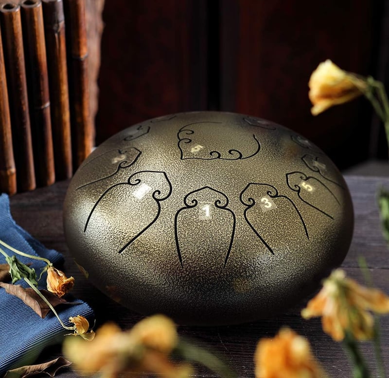 Amkoskr 30 cm-es C-dúr Acélnyelv Dob 13 Hangú Kávébarna HandPan Ütőkkel és Táskával