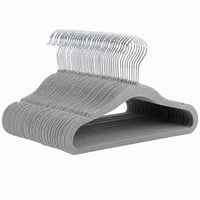 Detské zamatové vešiaky Amazon Basics, 49 ks, protišmykové vešiaky pre bábätká a batoľatá, 29 cm, sivé, neúplná súprava 1