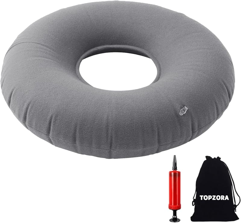 Topzora Ortopéd Fánkpárna - Felfújható Ülőpárna Pumpával, Aranyér, Farkcsont Fájdalom, Terhesség - Piros