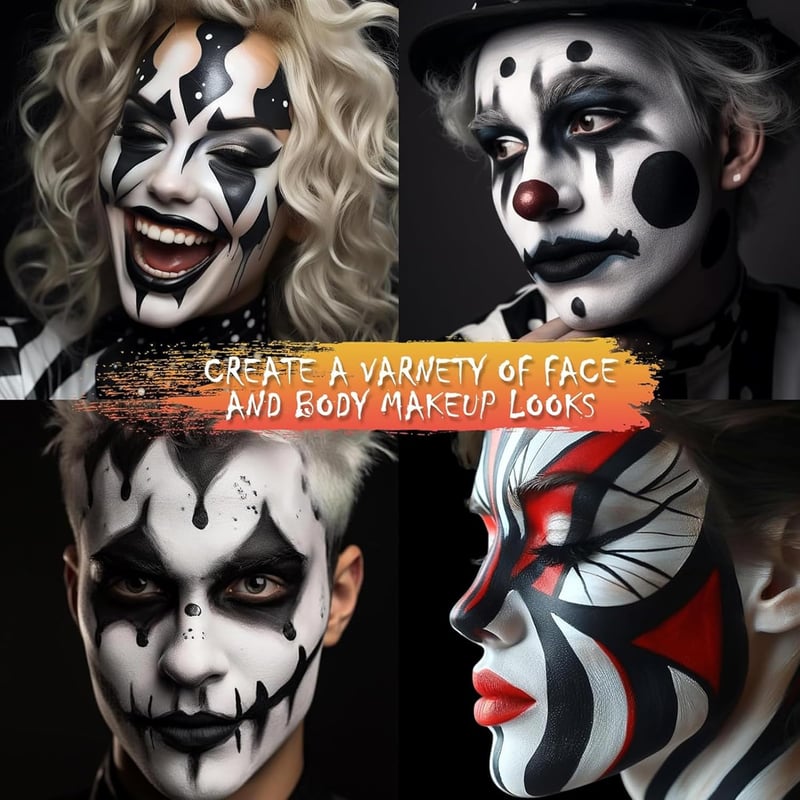 Sunshine smile 140g Arcfesték Készlet - Fekete, Fehér, Piros Színekben - Farsangi, Halloween Smink Gyerekeknek és Felnőtteknek - Színpadi Ar