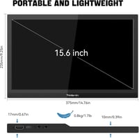 Thinlerain 15,6" Hordozható Monitor FHD 1920x1080 - HDMI, USB-C Csatlakozás, Beépített Hangszóró, MacBook, PC, Laptop, Xbox, PS4 Kompatibili 6